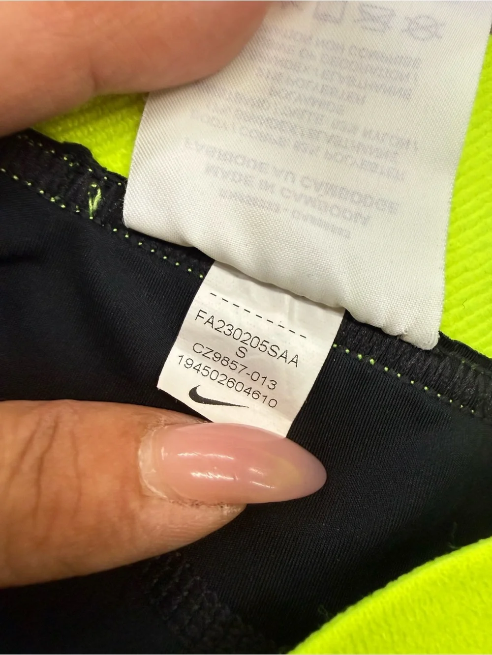 Nike Pro 3” Compression Shorts Black Volt Green Waistband Size S